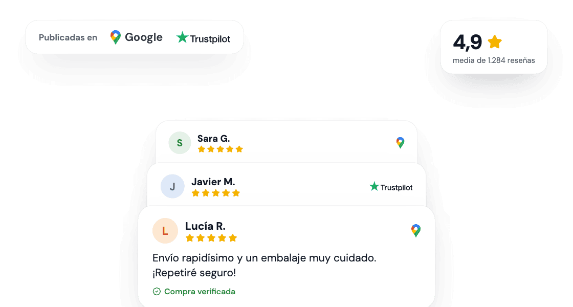 Reseñas de 5 estrellas en Google y Trustpilot