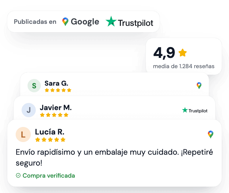 Reseñas de 5 estrellas en Google y Trustpilot