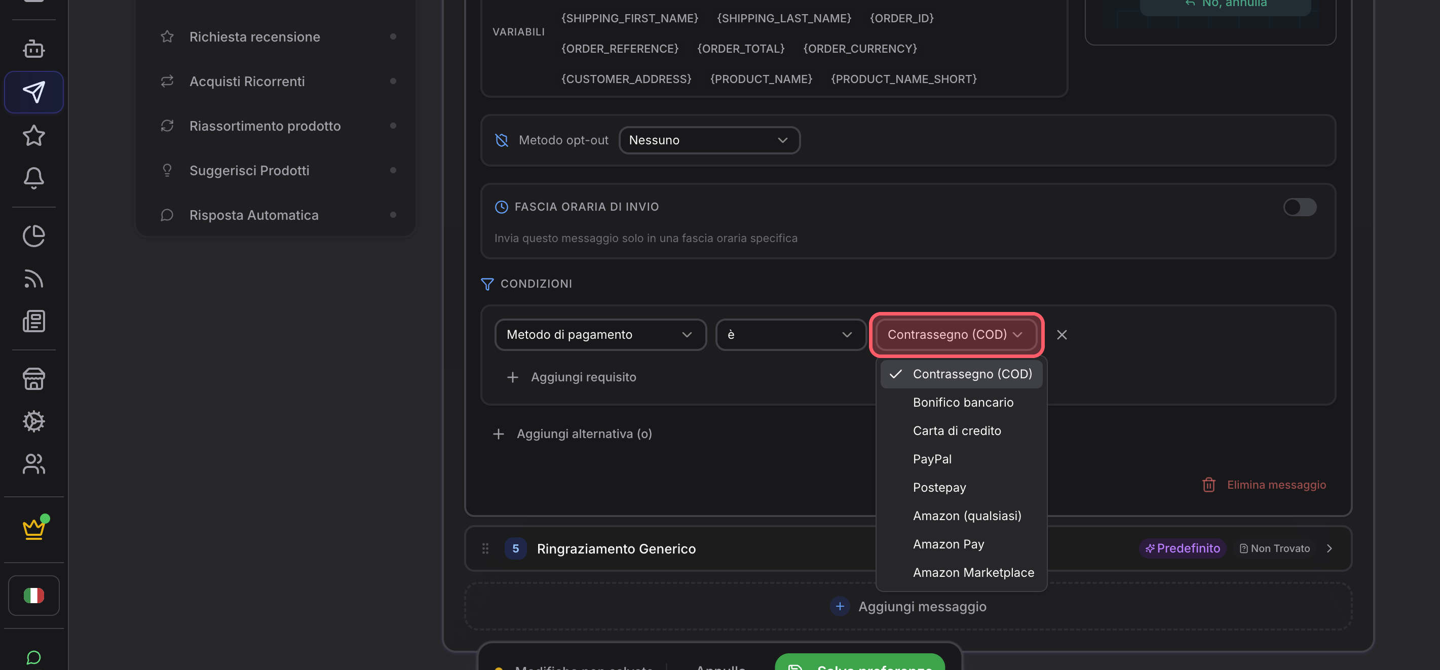 Condición: envío solo contra reembolso (COD)