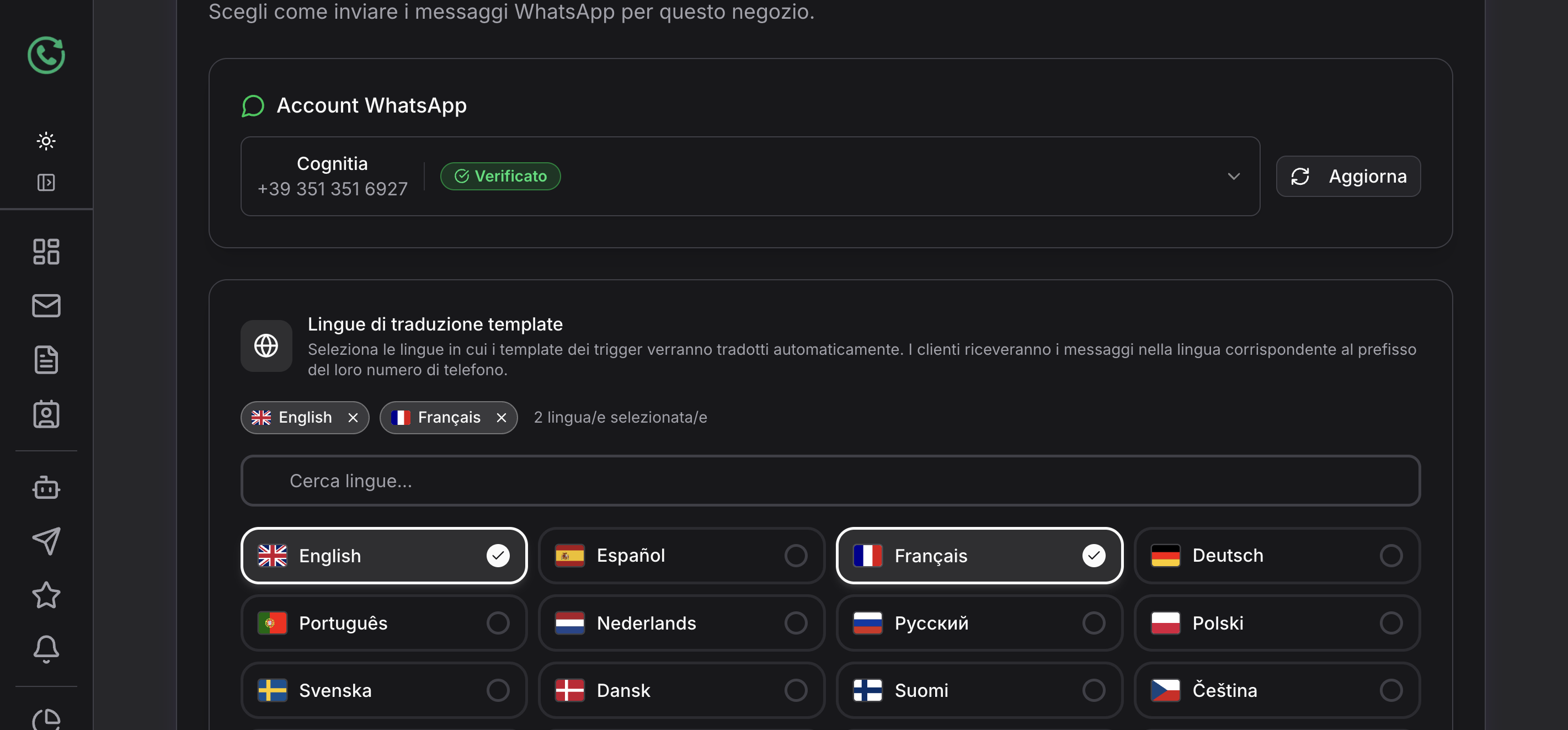 Integraciones: WhatsApp, cuentas y traducciones