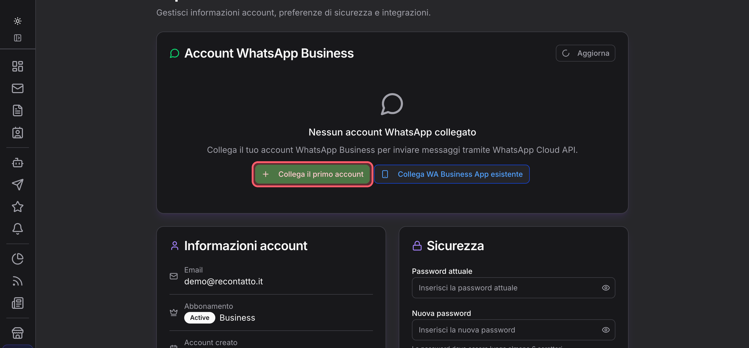 Conecta la primera cuenta (o un nuevo perfil)