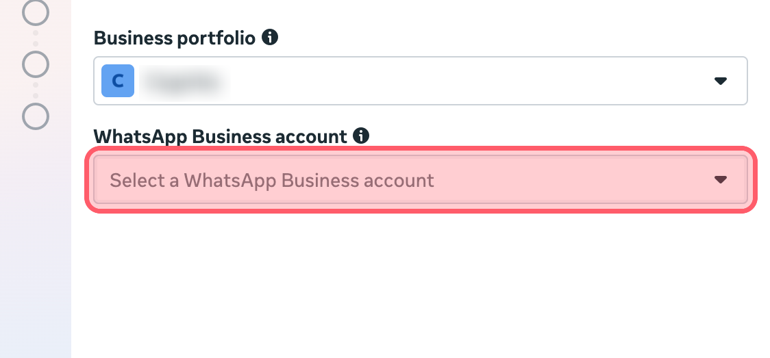 Elige o crea una cuenta de WhatsApp Business (WABA)