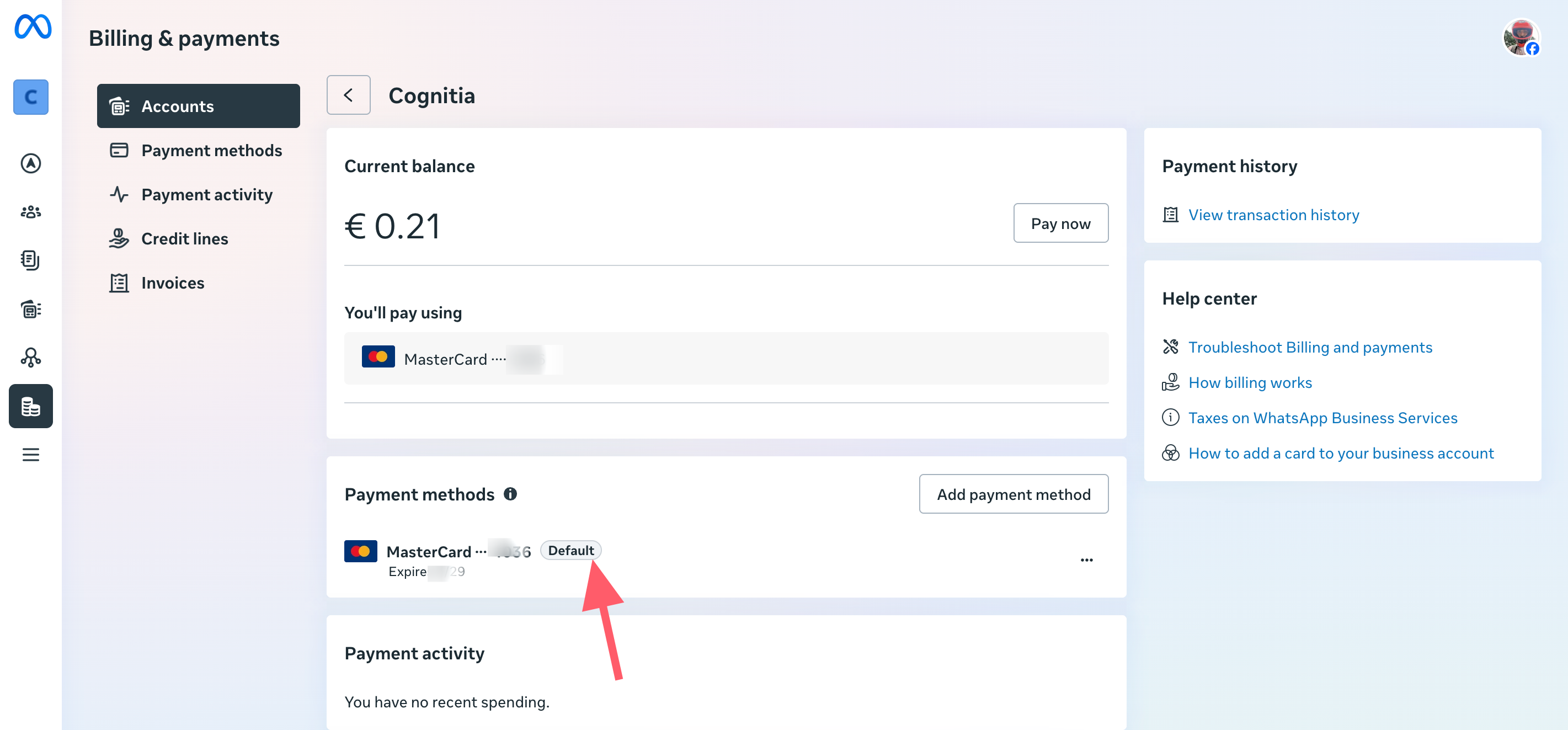Establece el método como predeterminado (Default)
