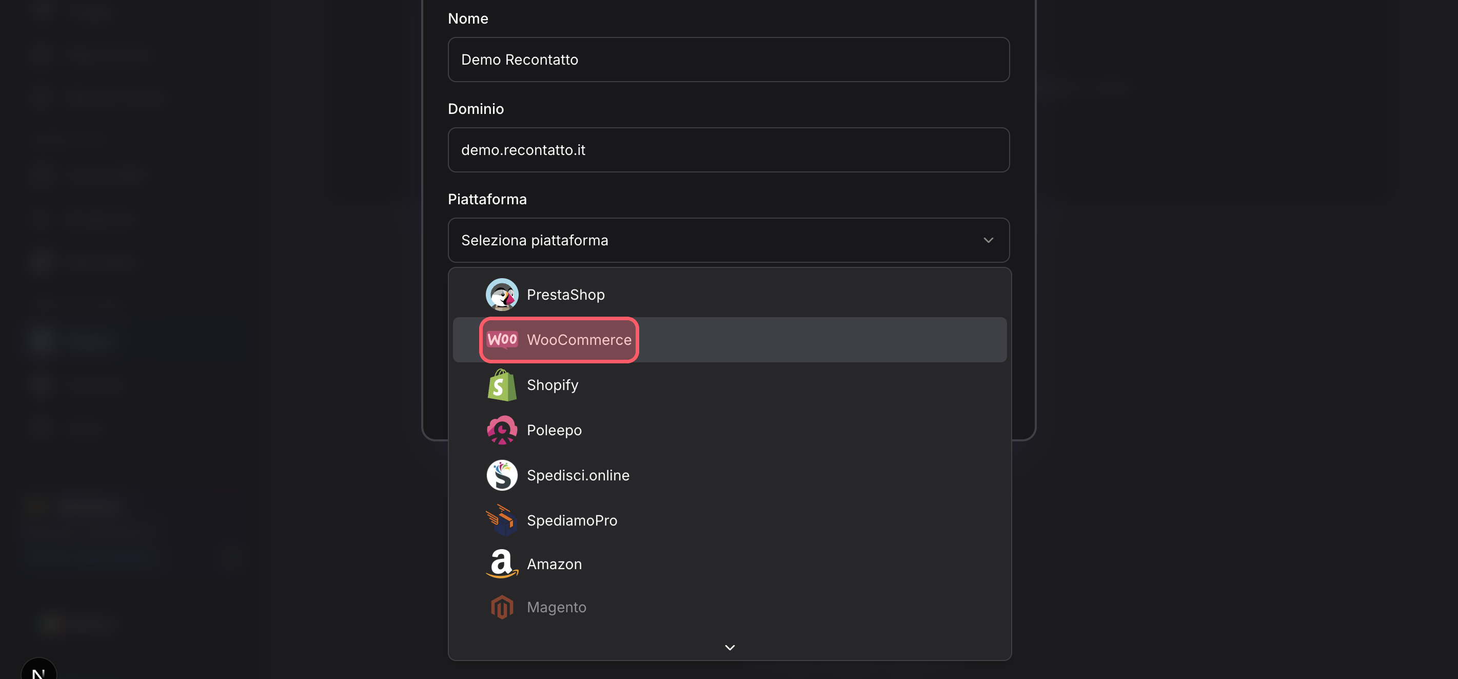Selecciona WooCommerce