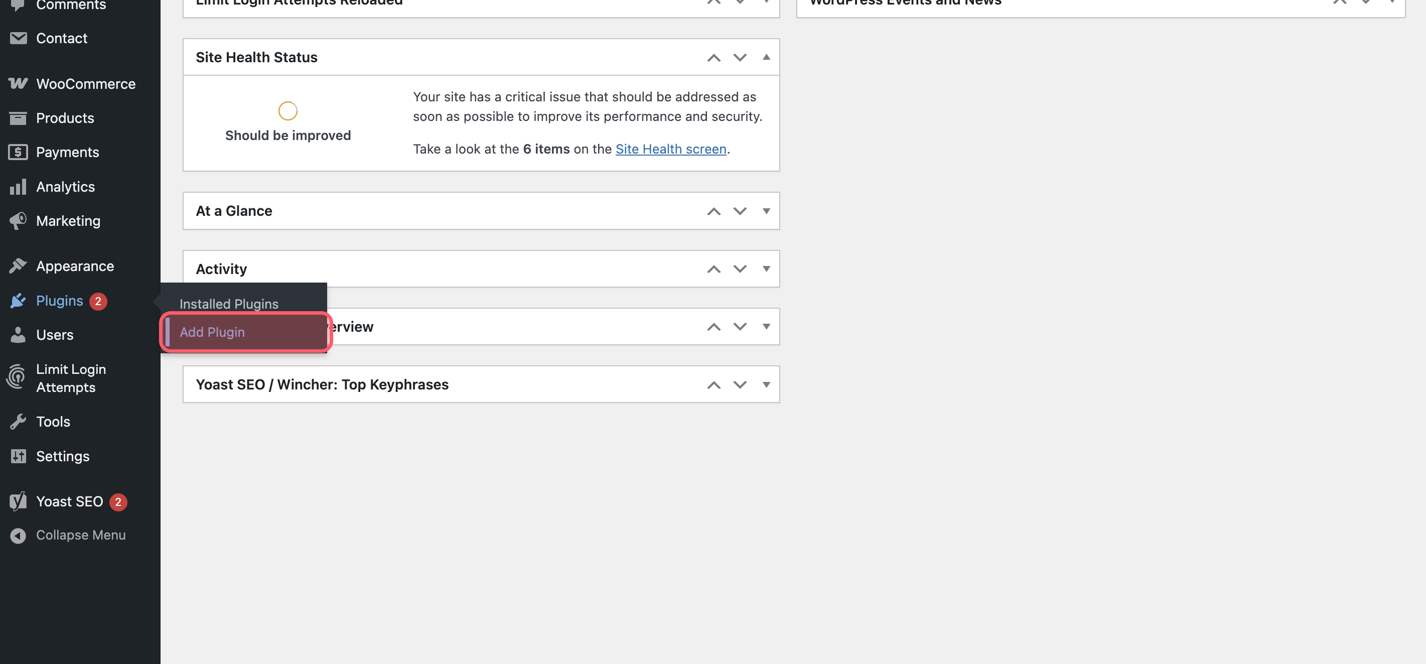 Ve a «Plugins» y «Subir plugin»