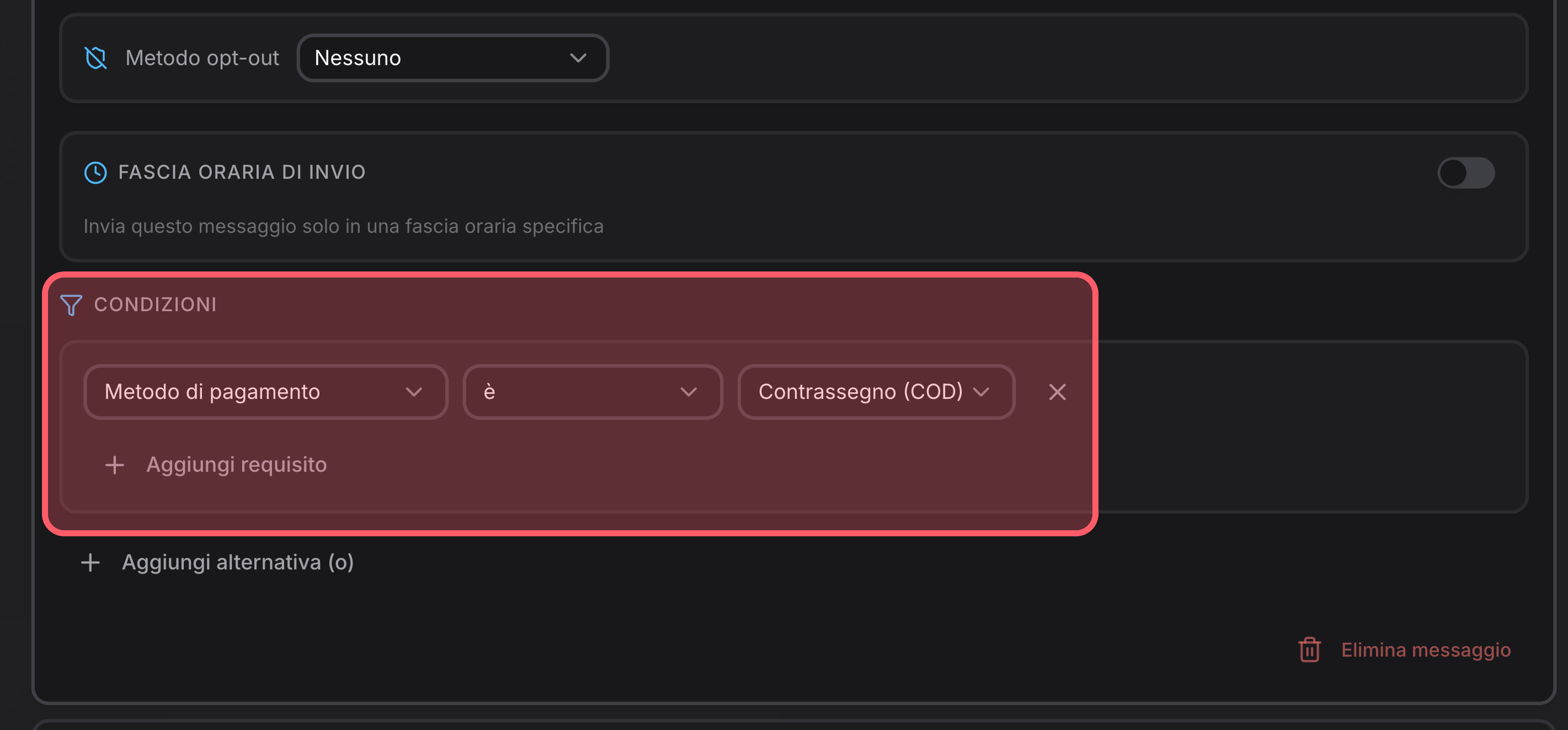 Condición: método de pago contra reembolso