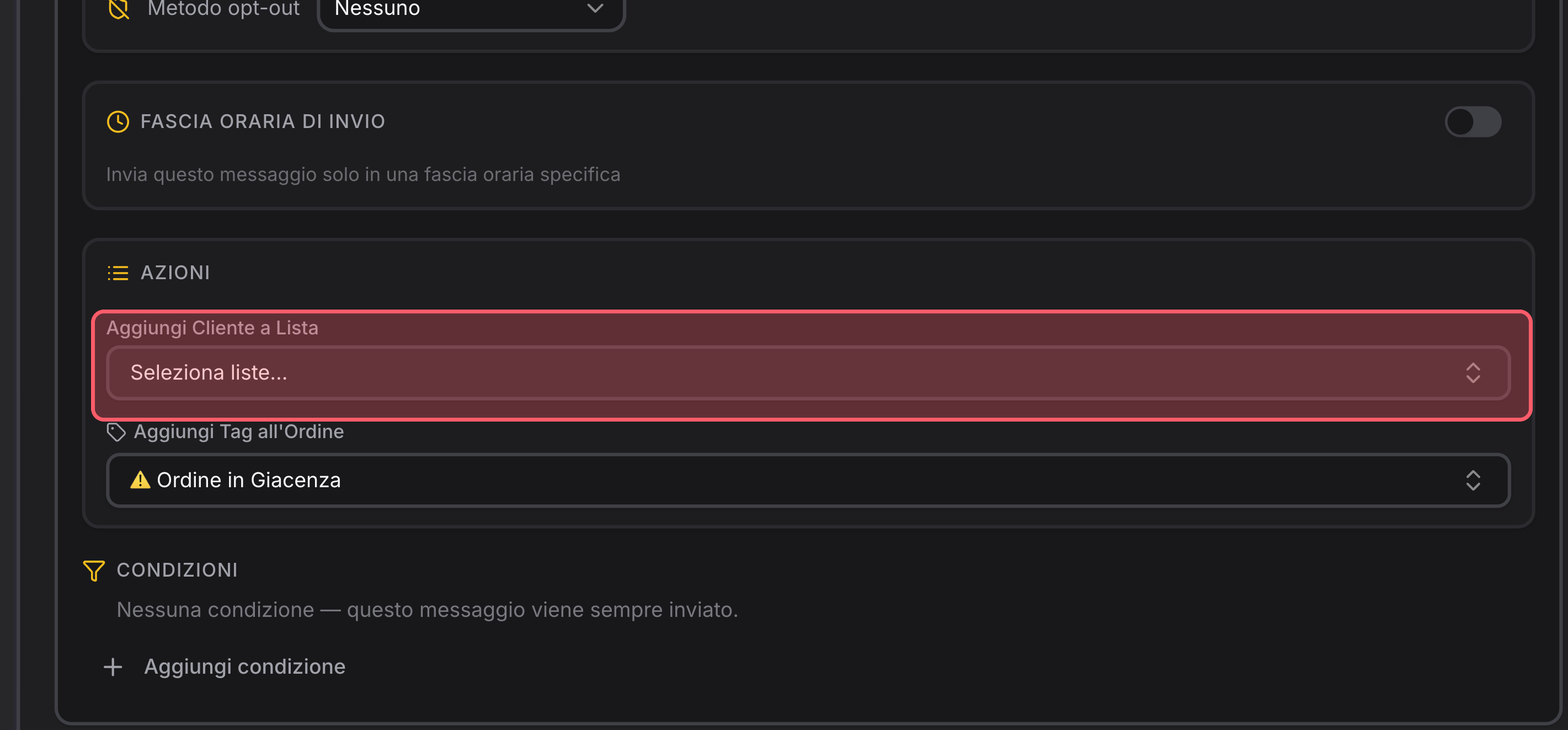Añade al cliente a una lista