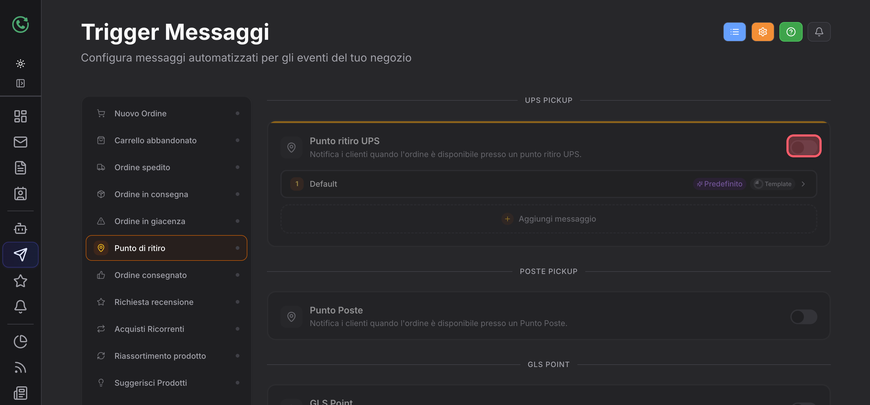 Activa el punto de recogida de UPS