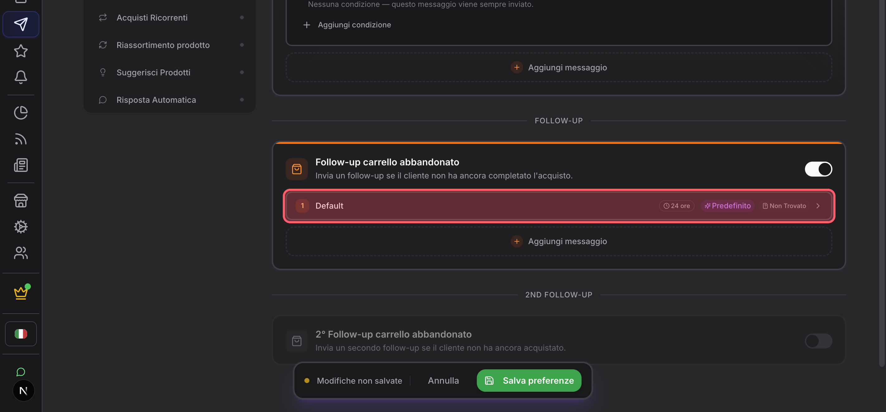 Contenido y envío del seguimiento